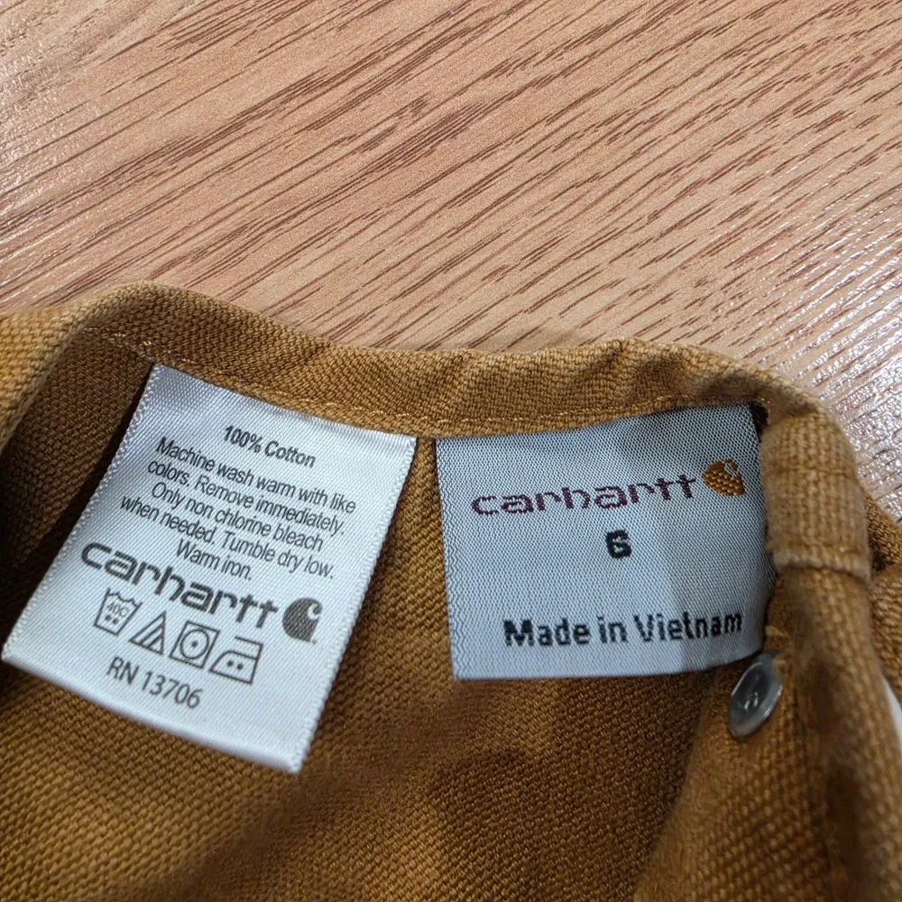 Carhartt Overalls Kids Size 6 Double Knee Bib Canvas Brown Duck Workwear